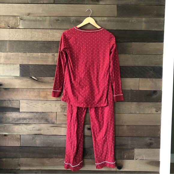 Pajamagram Women's Classic Polka Dot Jersey Pullover Pajamas in Red and Pink - Picture 3 of 8